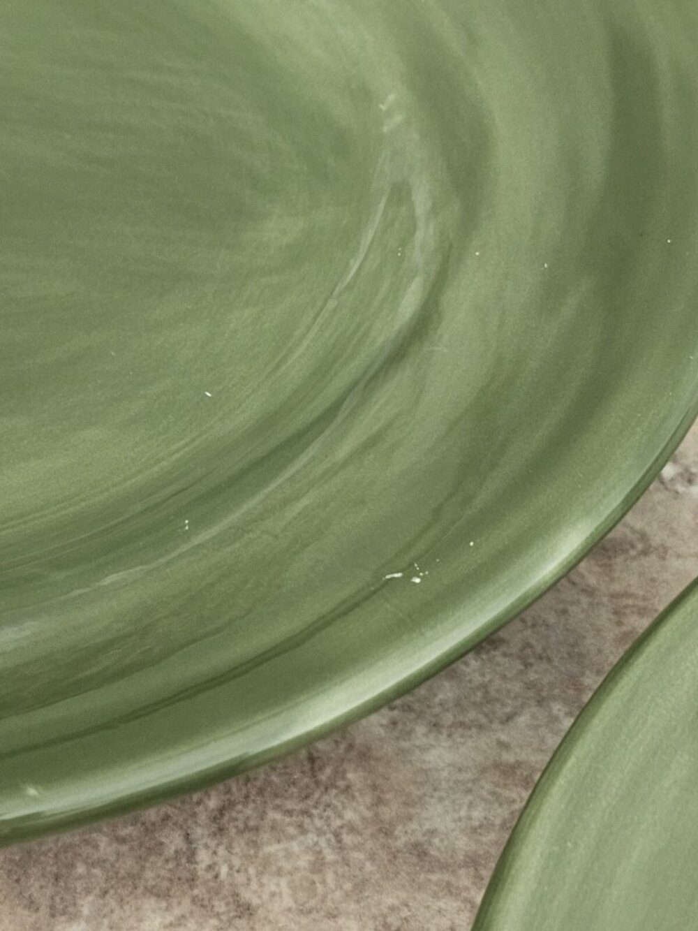 Pottery Barn Sausalito Moss Green Dinner Plates 12" color stoneware set-2 flaw* - Picture 8 of 10